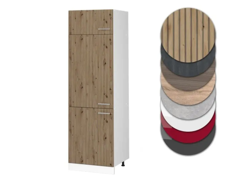 Gefrierschränke<Vicco Kühlumbauschrank R-Line Hochschrank für die Küche Artisan-Eiche/Weiß 60 cm