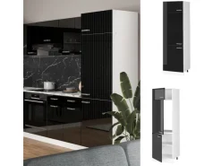 Kühlschränke|Küchenschränke<Vicco Kühlumbauschrank R-Line Hochschrank für die Küche Schwarz Hochglanz/Weiß 60 cm