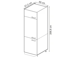 Vicco Kühlumbauschrank R-Line Bordeaux Hochglanz/Goldkraft Eiche 60 cm Bordeaux-Glanz