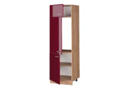 Vicco Kühlumbauschrank R-Line Bordeaux Hochglanz/Goldkraft Eiche 60 cm Bordeaux-Glanz