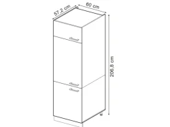 Vicco Kühlumbauschrank R-Line Hochschrank für die Küche Schwarz Beton/Anthrazit 60 cm< Kühlschränke|Küchenschränke