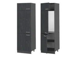 Vicco Kühlumbauschrank R-Line Hochschrank für die Küche Schwarz Beton/Anthrazit 60 cm< Kühlschränke|Küchenschränke