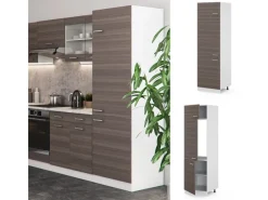 Vicco Kühlumbauschrank R-Line Hochschrank für die Küche Grau/Weiß 60 cm< Kühlschränke