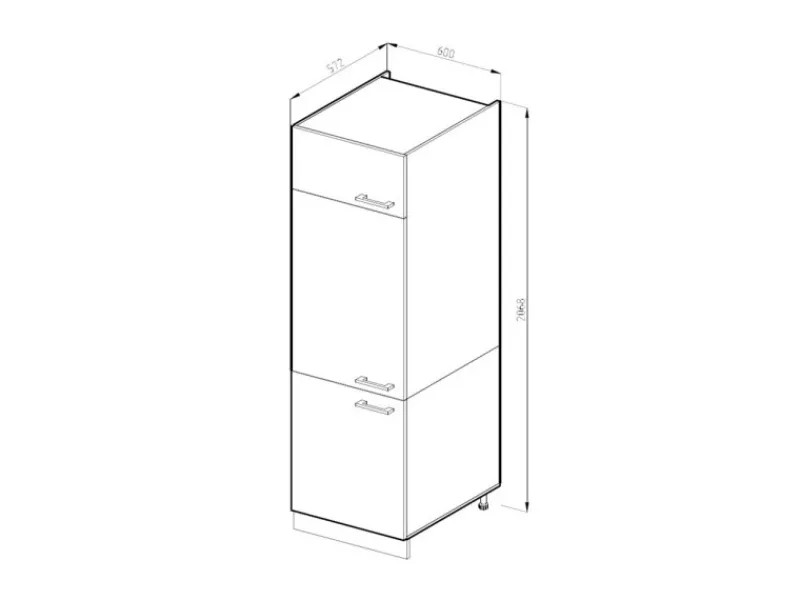 Vicco Kühlumbauschrank R-Line Hochschrank für die Küche Grau/Weiß 60 cm< Kühlschränke
