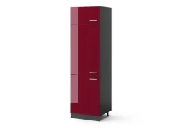 Vicco Kühlumbauschrank R-Line Hochschrank für die Küche Bordeaux Hochglanz/Anthrazit 60 cm< Kühlschränke|Küchenschränke