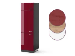 Vicco Kühlumbauschrank R-Line Hochschrank für die Küche Bordeaux Hochglanz/Anthrazit 60 cm< Kühlschränke|Küchenschränke