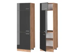Vicco Kühlumbauschrank R-Line Hochglanz/Goldkraft Eiche 60 cm< Kühlschränke