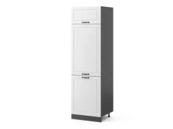 Vicco Kühlumbauschrank R-Line Hochschrank für die Küche Weiß Landhaus/Anthrazit 60 cm< Kühlschränke