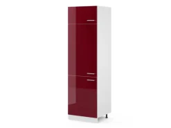 Discount Vicco Kühlumbauschrank R-Line Hochschrank für die Küche Bordeaux Hochglanz/Weiß 60 cm Bordeaux-Glanz