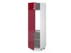Discount Vicco Kühlumbauschrank R-Line Hochschrank für die Küche Bordeaux Hochglanz/Weiß 60 cm Bordeaux-Glanz