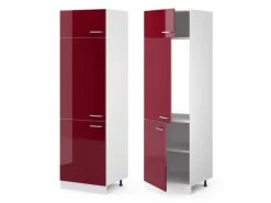 Discount Vicco Kühlumbauschrank R-Line Hochschrank für die Küche Bordeaux Hochglanz/Weiß 60 cm Bordeaux-Glanz