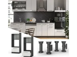 Küchenregale|Küchenschränke<Vicco Mikrowellenschrank Fame-Line Hochglanz/Anthrazit 60 cm Offen
