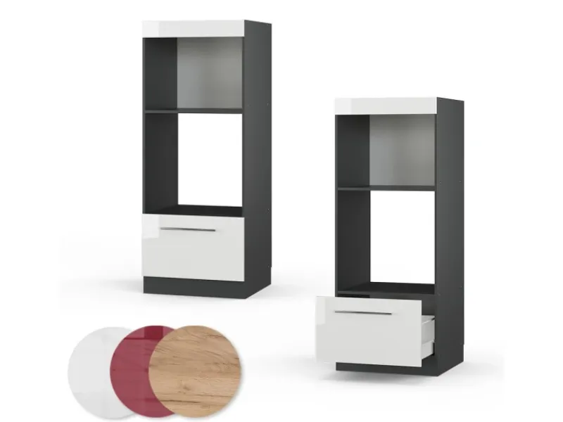 Küchenregale|Küchenschränke<Vicco Mikrowellenschrank Fame-Line Hochglanz/Anthrazit 60 cm Offen