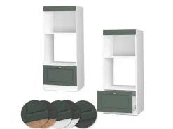 Vicco Mikrowellenschrank Fame-Line Grün-Gold Landhaus/Weiß 60 cm Offen< Küchenregale