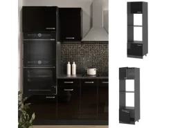 Vicco Mikrowellenschrank R-Line Küchenregal für die Mikrowelle Schwarz Hochglanz/Anthrazit 60 cm< Küchenregale|Küchenschränke