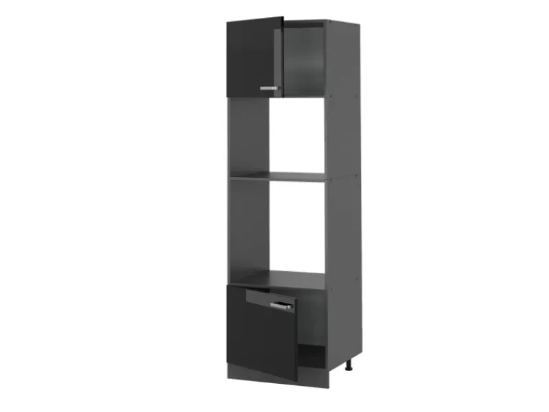 Vicco Mikrowellenschrank R-Line Küchenregal für die Mikrowelle Schwarz Hochglanz/Anthrazit 60 cm< Küchenregale|Küchenschränke