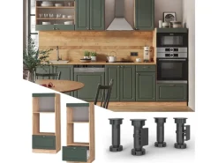 Vicco Mikrowellenschrank Fame-Line Grün-Gold Landhaus/Goldkraft Eiche 60 cm Offen< Kücheninseln|Küchenregale