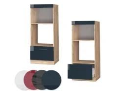 Sale Vicco Mikrowellenschrank Fame-Line Hochglanz/Goldkraft Eiche 60 cm Offen Dunkelblau