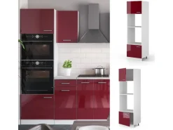Küchenregale<Vicco Mikrowellenschrank R-Line Küchenregal für die Mikrowelle Bordeaux Hochglanz/Weiß 60 cm