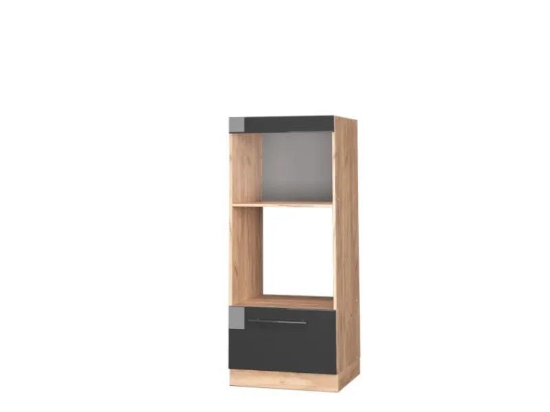 Sale Vicco Mikrowellenschrank Fame-Line Hochglanz/Goldkraft Eiche 60 cm Offen Anthrazit