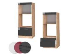 Sale Vicco Mikrowellenschrank Fame-Line Hochglanz/Goldkraft Eiche 60 cm Offen Anthrazit