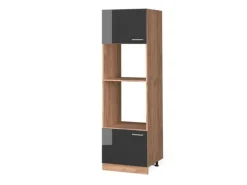 Best Vicco Mikrowellenschrank R-Line Hochglanz/Goldkraft Eiche 60 cm Anthrazit