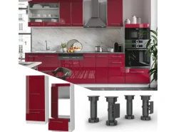 Outlet Vicco Mikrowellenschrank Fame-Line Küchenregal für die Mikrowelle Bordeaux Hochglanz/Weiß 60 cm Bordeaux-Glanz