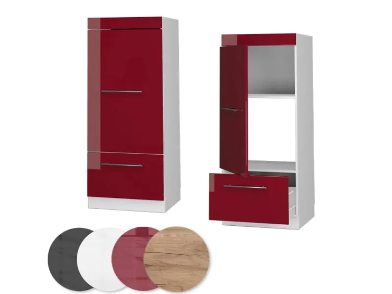 Outlet Vicco Mikrowellenschrank Fame-Line Küchenregal für die Mikrowelle Bordeaux Hochglanz/Weiß 60 cm Bordeaux-Glanz