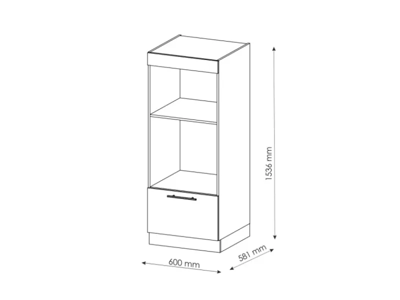 Vicco Mikrowellenschrank Fame-Line Bordeaux Hochglanz/Goldkraft Eiche 60 cm Offen Bordeaux-Glanz