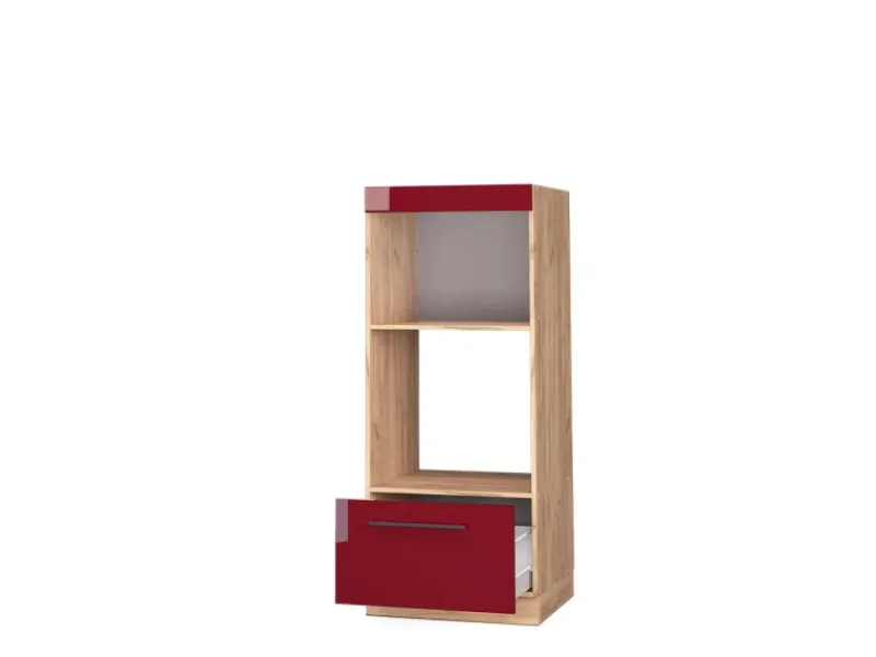 Vicco Mikrowellenschrank Fame-Line Bordeaux Hochglanz/Goldkraft Eiche 60 cm Offen Bordeaux-Glanz