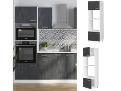 Vicco Mikrowellenschrank R-Line Küchenregal für die Mikrowelle Schwarz Beton/Weiß< Küchenregale|Gefrierschränke