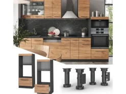 Küchenregale|Küchenschränke<Vicco Mikrowellenschrank Fame-Line Goldkraft /Anthrazit 60 cm Offen