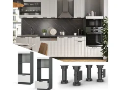 Best Vicco Mikrowellenschrank Fame-Line Landhaus/Anthrazit 60 cm Offen Weiß