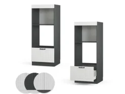 Best Vicco Mikrowellenschrank Fame-Line Landhaus/Anthrazit 60 cm Offen Weiß