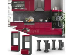 Discount Vicco Mikrowellenschrank Fame-Line Bordeaux Hochglanz/Anthrazit 60 cm Offen Bordeaux-Glanz