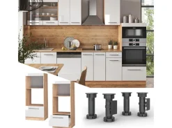Vicco Mikrowellenschrank Fame-Line Hochglanz/Goldkraft Eiche 60 cm Offen< Einbauküchen