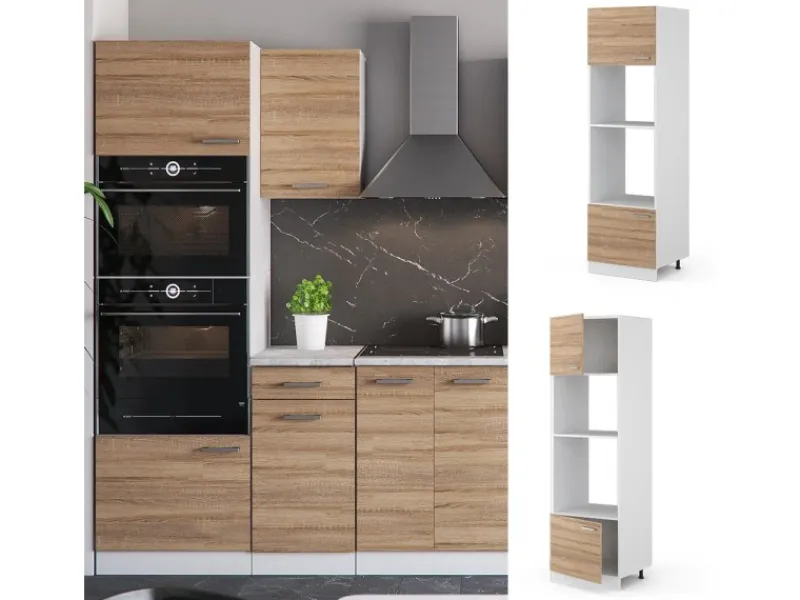 Vicco Mikrowellenschrank R-Line Küchenregal für die Mikrowelle Sonoma/Weiß 60 cm< Küchenregale