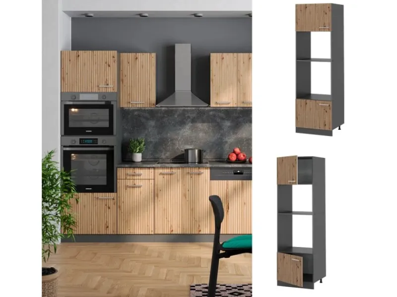 Vicco Mikrowellenschrank R-Line Küchenregal für die Mikrowelle Artisan-Eiche/Anthrazit 60 cm< Küchenregale