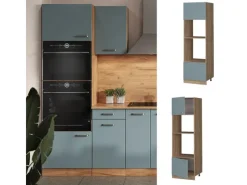 Küchenregale<Vicco Mikrowellenschrank R-Line Küchenregal für die Mikrowelle Blau-Grau/Goldkraft Eiche 60 cm