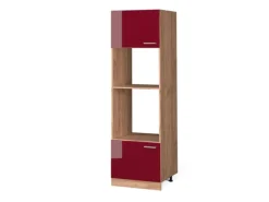 Einbauküchen<Vicco Mikrowellenschrank R-Line Bordeaux Hochglanz/Goldkraft Eiche 60 cm
