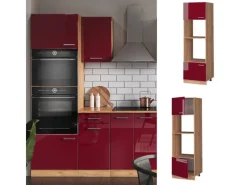 Einbauküchen<Vicco Mikrowellenschrank R-Line Bordeaux Hochglanz/Goldkraft Eiche 60 cm