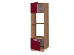 Einbauküchen<Vicco Mikrowellenschrank R-Line Bordeaux Hochglanz/Goldkraft Eiche 60 cm