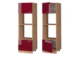 Einbauküchen<Vicco Mikrowellenschrank R-Line Bordeaux Hochglanz/Goldkraft Eiche 60 cm