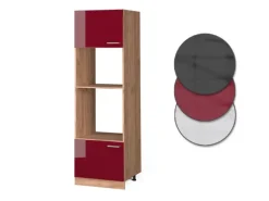 Einbauküchen<Vicco Mikrowellenschrank R-Line Bordeaux Hochglanz/Goldkraft Eiche 60 cm