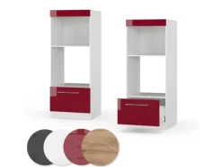 Vicco Mikrowellenschrank Fame-Line Bordeaux Hochglanz/Weiß 60 cm Offen< Küchenregale|Küchenschränke