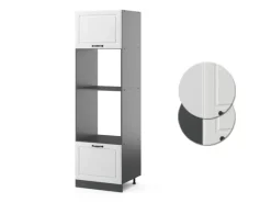 Sale Vicco Mikrowellenschrank R-Line Küchenregal für die Mikrowelle Weiß Landhaus/Anthrazit 60 cm