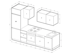 Vicco Optima Küchenzeile Hochglanz 270 cm ohne ArbeitsplattegrifflosOptima ohne E-Geräte< Einbauküchen