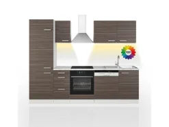 Best Vicco Optima Küchenzeile /Weiß 270 cm ohne Arbeitsplatte mit LED-LeistenOptima ohne E-Geräte Edelgrau