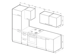 Best Vicco Optima Küchenzeile /Weiß 270 cm ohne Arbeitsplatte mit LED-LeistenOptima ohne E-Geräte Edelgrau