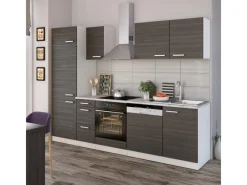 Best Vicco Optima Küchenzeile /Weiß 270 cm ohne Arbeitsplatte mit LED-LeistenOptima ohne E-Geräte Edelgrau